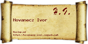 Hovanecz Ivor névjegykártya